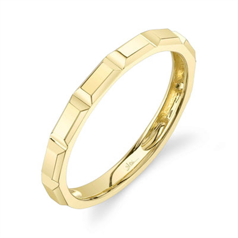 Luxurious Precious Metal Ring 14K Yellow Gold Stackable Geometric Ring
