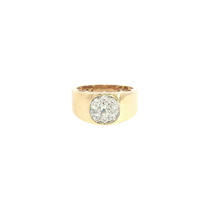Elegant & Trendy 14K Yellow Gold 0.70 Carats Diamond Signet Ring
