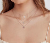 Elegant Diamond Necklaces 14K White Gold 0.32 Carats Diamond Cross Necklace - 17 Inch