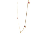 Vibrant 14K Gold Yellow 0.73 Carats Rubies & 0.08 Carats Diamonds Fringe Station Necklace, 18 Inch