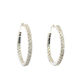 Classic & Contemporary 14K White Gold 0.77 Carats Diamond Medium Inside Out Hoop Earrings