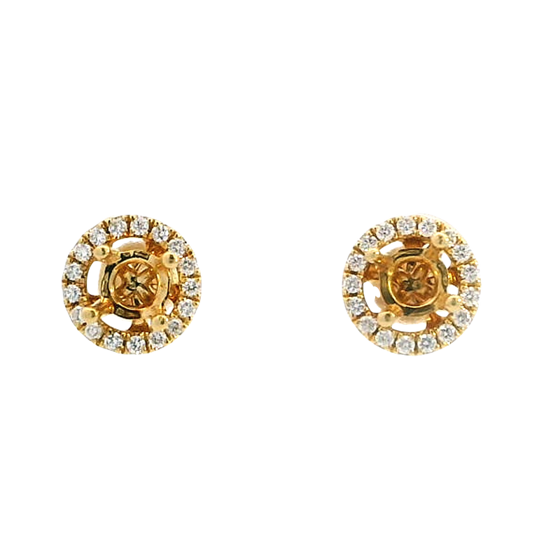 Classic & Contemporary 18K Yellow Gold 0.22 Carats Diamond Semi Mount Stud Earrings & Jackets