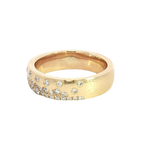 Elegant & Trendy Satin Finish 14K Yellow Gold 0.52 Carats Diamond Scatter Band