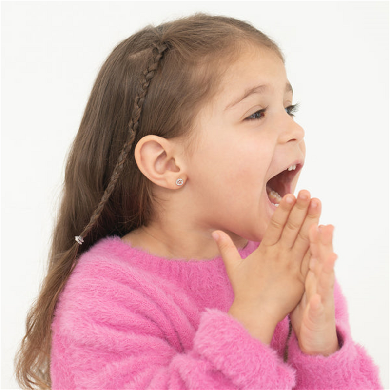 Sterling Silver Dog Paw Coin Earrings For Children