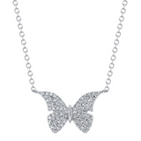 Elegant Diamond Necklaces 14K White Gold 0.15 Carats Diamond Butterfly Necklace - 18 Inch