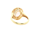 Bold & Elegant 18K Gold Yellow Accented Color Stone Fashion Ring - Oval Cut PinkToumaline 3.64 Carats & Diamond 0.12 Carats