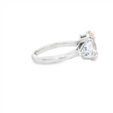 14K Gold White Accented 3 Stone Lab Grown Oval Fancy Vivid Pink Diamond & Lab Grown Trillion Cut Diamond Engagement Ring -  4.04 CTW Diamond