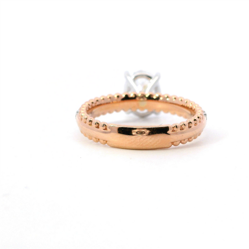 MPJ Exclusive Elegant Diamond Mountings 14K Gold Two-Toned White & Rose Diamond Accented Oval 2.5 Carats Engagement Ring - 0.25 Carats Accent Diamonds