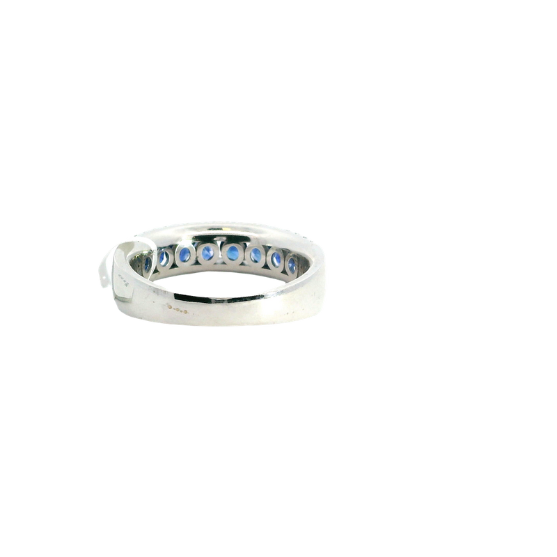 Bold & Elegant 18K White Gold 0.98 Carats Blue Saphhire & 0.35 Carats Diamond Stackable Band