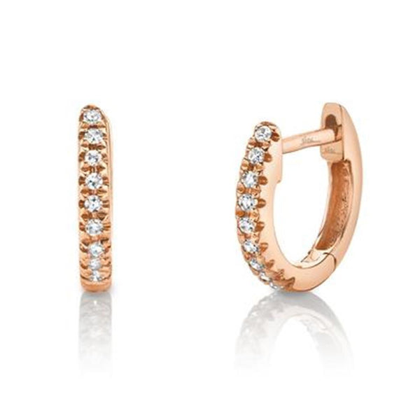 Classic & Contemporary 14K Gold Rosé 0.04 Carats Diamond Huggie Earrings