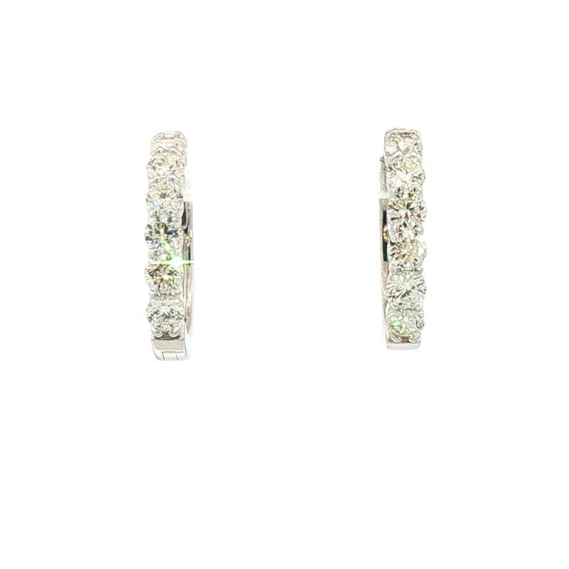 Classic & Contemporary 14K White Gold 1.0 Carat Diamond Medium Hoop Earrings