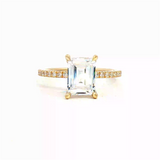 MPJ Exclusive Elegant Diamond Mountings 14K Gold Yellow Diamond Accented 1.5 Carats Emerald Cut Engagement Ring - 0.31 Carats Accent Diamonds