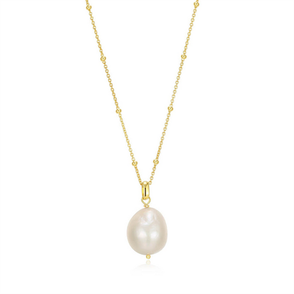 Elegant Pearl Necklaces & Pendants Yellow Sterling Silver Pearl Necklce