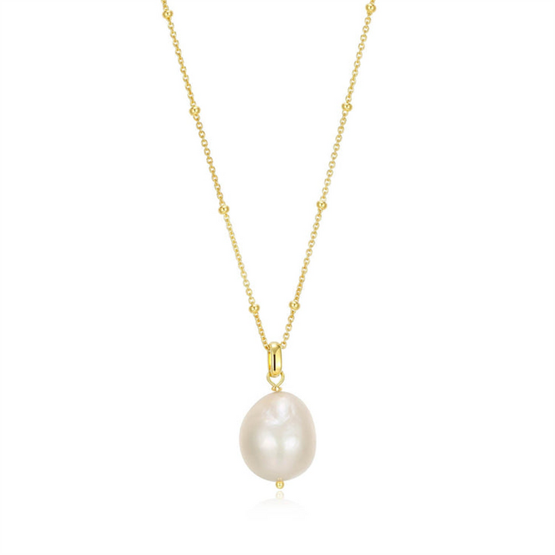 Elegant Pearl Necklaces & Pendants Yellow Sterling Silver Pearl Necklce