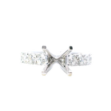Elegant Diamond Mountings 18K White Gold Round 1.5ct Diamond Engagement Ring Semi-Mount,  1.08 Carats Accent Diamonds
