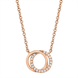 Elegant Diamond Necklaces 14K Rosé Gold 0.07 Carats Diamond Love Knot Circle Necklace - 18 Inch