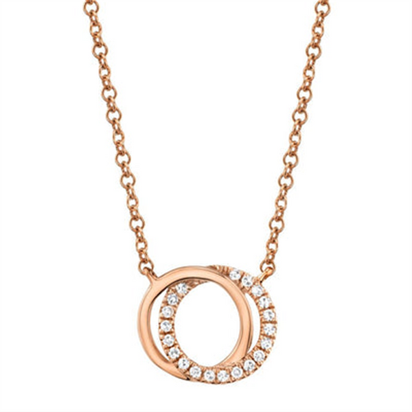 Elegant Diamond Necklaces 14K Rosé Gold 0.07 Carats Diamond Love Knot Circle Necklace - 18 Inch
