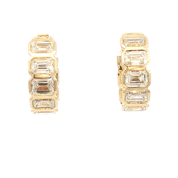 Classic & Contemporary 14K Yellow Gold Emerald Cut 3.61 Carats Lab-Grown Diamond Huggie Earrings