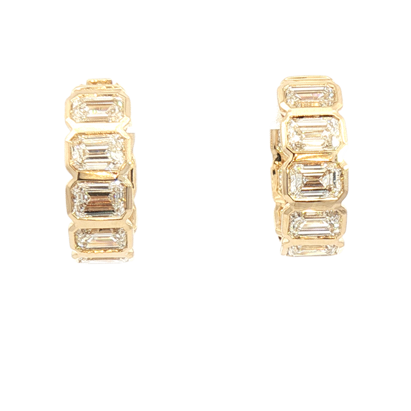 Classic & Contemporary 14K Yellow Gold Emerald Cut 3.61 Carats Lab-Grown Diamond Huggie Earrings