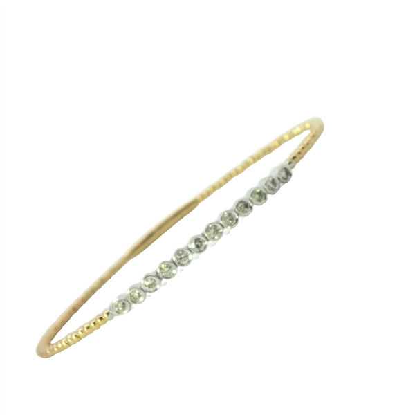 Two-Toned 14 Karat Gold 0.39 Carats Diamond Bangle Bracelet