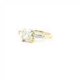 14K Gold Yellow 3-Stone Accented Round Diamond Engagement Ring - Lab-Grown 2.69 CTW Diamond