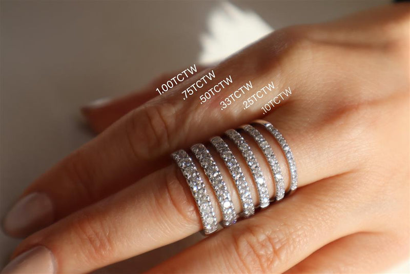 Elegant Diamond Bands 10K Gold White Stackable 1/3 Carats Diamond Anniversary Band
