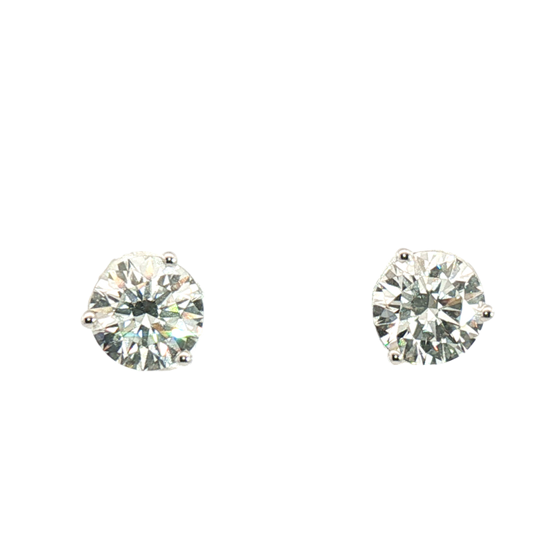 Classic & Contemporary 14K White Gold 2.49 Carats Lab Grown Diamond Martini Stud Earrings