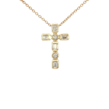 Elegant Diamond Necklaces & Pendants 14K Yellow Gold Bezel Set Baguette & Round 0.319 Carats Diamonds Pendant