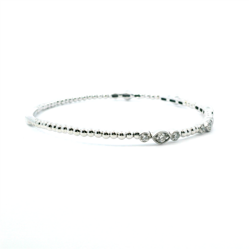 Sophisticated & Timeless Diamond Bracelets 14K Gold White & Titanium Flexible Diamond Bangle Bracelet - 0.69 CTW, Size 6.75 Inch