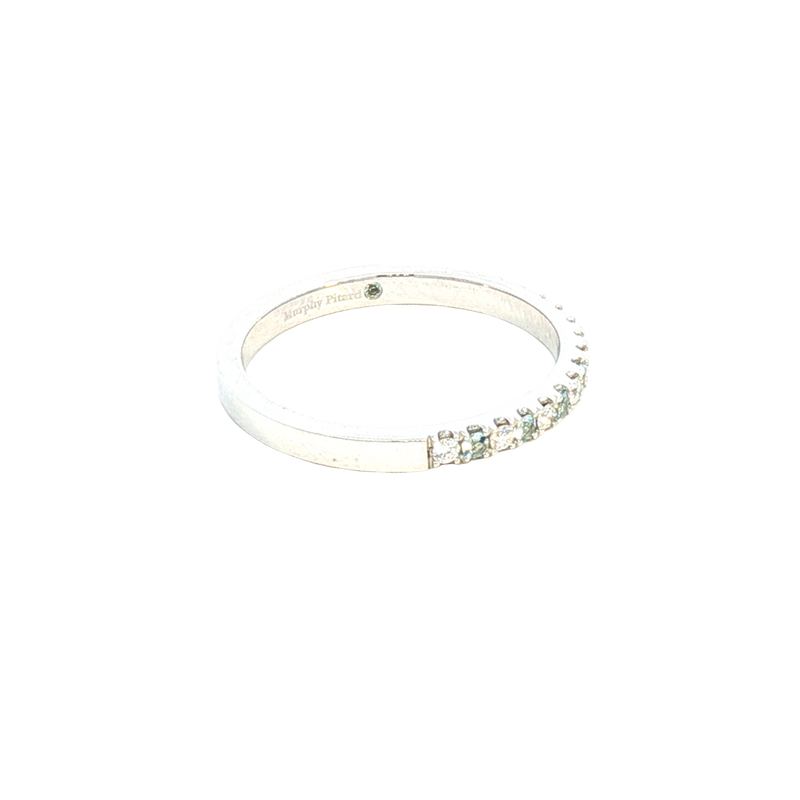 Bold & Elegant Color Stone Fashion Bands- MPJ Exclusive 14K White Gold Stackable Alternating 0.12 Carats Diamond & 0.11 Carats Aquamarine Ring