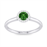 White 10 Karat Gold 0.24 Carats Emerald & 0.06 Carats Diamond Halo Ring