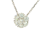 Elegant Diamond Necklaces 18K White Gold 1.39 Carats Diamond Floral Motif Station Necklace - 18 Inch