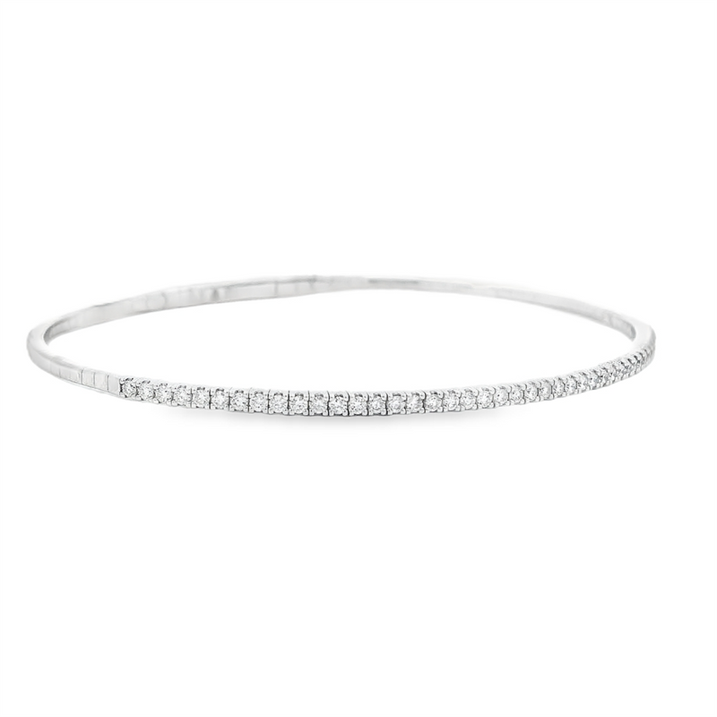 Sophisticated & Timeless Diamond Bracelets 14K Gold White & Titanium 0.50 Carats Flexible Bangle Bracelet - 0.5 CTW, Size 6.75 Inch