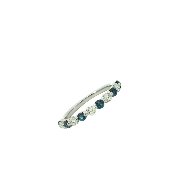 Bold & Elegant 14K Gold White Stackable Color Stone Fashion Rings - 0.57 Carats Blue Sapphire & 0.36 Carats Diamond Band