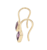 Vibrant Color Stone 14K Yellow Gold Square Cushion 1.10 Carats Amethyst Dangle Earrings