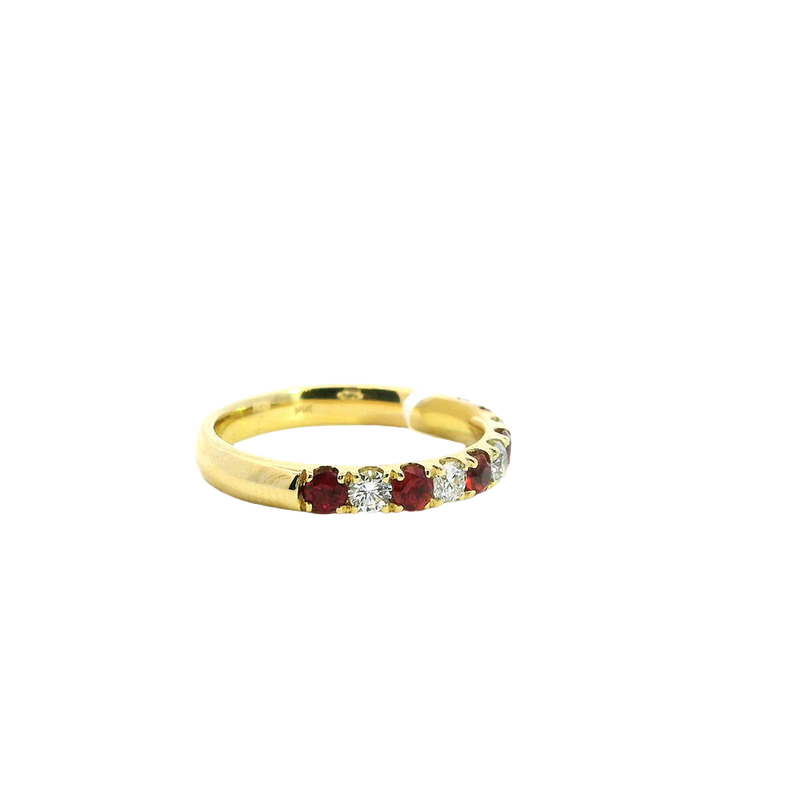 Bold & Elegant 18K Yellow Gold Stackable 0.60 Carats Ruby & 0.37 Carats Diamond Band