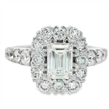 White 14 Karat Gold Lab-Grown 2.5 Carats Emerald Cut Diamond Halo Wedding Set