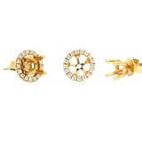 Classic & Contemporary 18K Yellow Gold 0.22 Carats Diamond Semi Mount Stud Earrings & Jackets