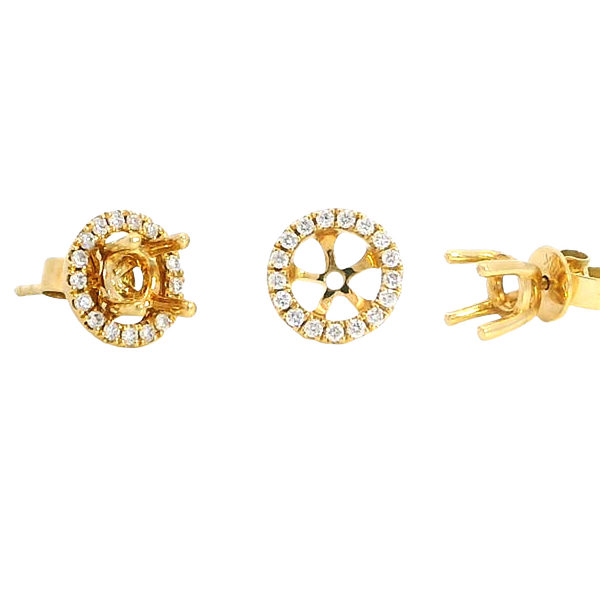 Classic & Contemporary 18K Yellow Gold 0.22 Carats Diamond Semi Mount Stud Earrings & Jackets