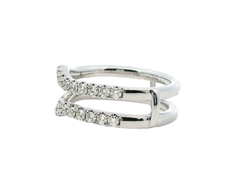 Classic & Stunning Diamond Ring Guards  14K White Gold 0.85 Carats Diamond Engagement Ring Guard