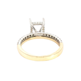 Elegant Diamond Mountings 14K Yellow & White Gold Emerald Cut 7x5mm Diamond Semi Mount Engagement Ring -  0.26 Carats