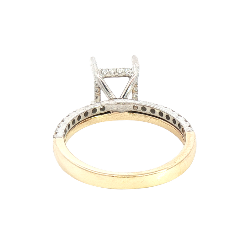 Elegant Diamond Mountings 14K Yellow & White Gold Emerald Cut 7x5mm Diamond Semi Mount Engagement Ring -  0.26 Carats