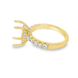 Elegant Diamond Mountings 18K Yellow Gold 0.72 Carats Diamond Hidden Halo Ring For A 12.0 X 8.0 MM Oval Cut Gemstone