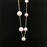 Elegant Pearl Necklaces & Pendants 14K Yellow Gold 6.5 - 7.0 MM Akoya Pearl Tin Cup Necklce - 18 Inch