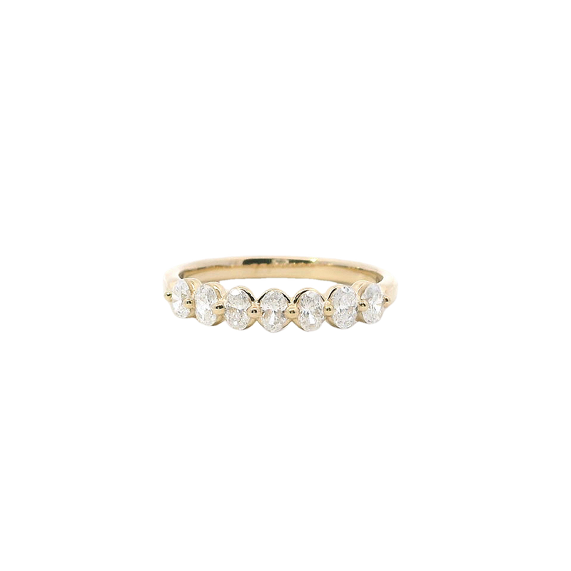 14K Yellow Gold Diamond Anniversary Ring, 0.60ctw, 7 Oval Diamonds