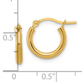 Elegant Precious Metal Earrings 10K Gold Yellow 2x12mm Huggie Polished Earrings