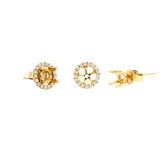 Classic & Contemporary 18K Yellow Gold 0.22 Carats Diamond Semi Mount Stud Earrings & Jackets