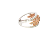 Elegant & Trendy 18K White & Rosé Gold 1.06 Carats Pinkish Brown & White Diamond Dinner Ring