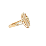 Bold & Elegant 18K Gold Yellow Halo Sappire, Mother of Pearl & Diamond Fashion Dinner Rings - Unheated Sapphire 1.13 Carats & Round Diamonds 0.40 Carats
