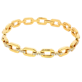 Sophisticated & Timeless Diamond Bracelets 18K Yellow Gold 0.99 Carats Diamond Oval Link Bracelet - 7 Inch